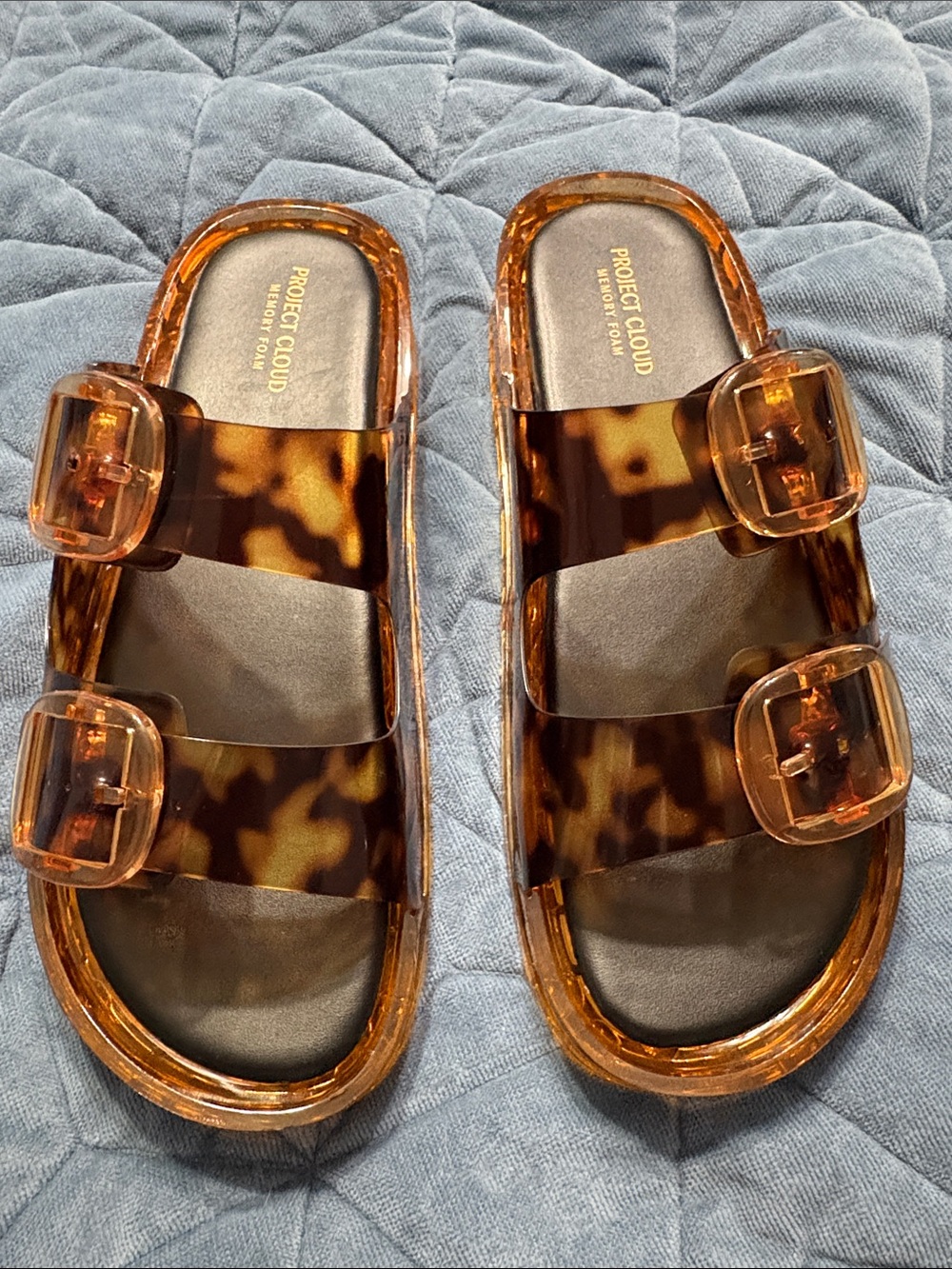 Project Cloud Women’s Tortoiseshell Double-Buckle Slide Sandals - Brown